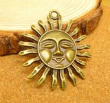 Factory Price 3 Pieces/Lot 34mm*30mm Antique Bronze Or Antique Silver Plated  Charms Metal Sun Charm For Jewelry Making