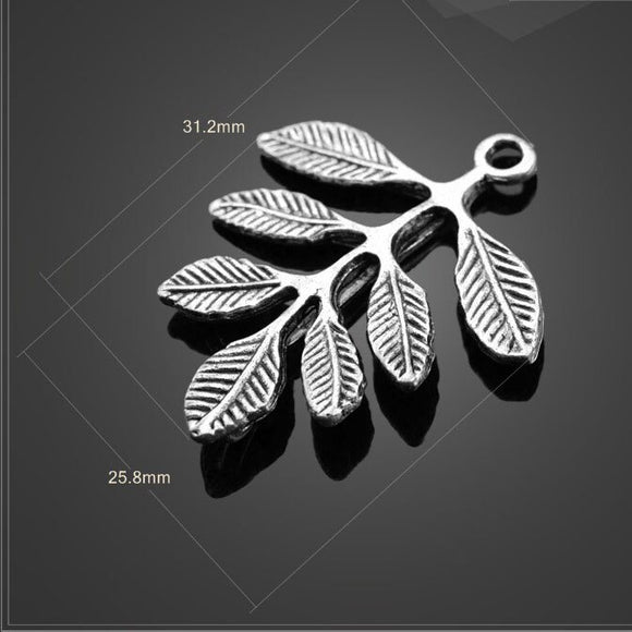 Factory price 20 PCS/Lot 25.8mm*31.2mm antique silver plated small metal diy handmade tree leaves charms
