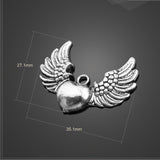 Factory price 3 PCS/Lot 35.1mm*27.1mm suspension metal Antique Silver Plated Wing Heart Charm For Jewelry Making