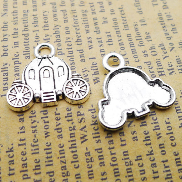 Fashion 15Pcs 20*20mm Antique Silver Plated Alloy Pumpkin Cart Charms Necklace Pendant Accessories Charms For Diy Jewelry Making