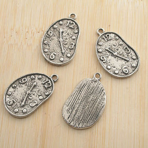 10pcs antiqued silver clock design pendant charm G974