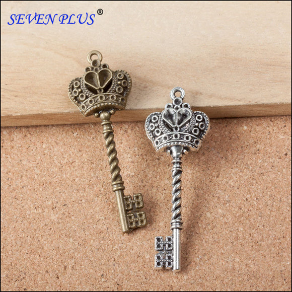 Good Quality 10 Pieces/Lot  61mm*21mm Diy Jewelry Making Crown Key Necklace Pendants