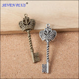 Good Quality 10 Pieces/Lot  61mm*21mm Diy Jewelry Making Crown Key Necklace Pendants