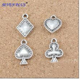 Good Quality 10 Sets(40 Pieces)/Lot Antique Silver Plated Small Metal Jewelry Making Poker Charms 4 Charms/Set