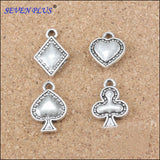 Good Quality 10 Sets(40 Pieces)/Lot Antique Silver Plated Small Metal Jewelry Making Poker Charms 4 Charms/Set