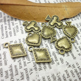 Good Quality 10 Sets(40 Pieces)/Lot Antique Silver Plated Small Metal Jewelry Making Poker Charms 4 Charms/Set