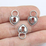 Good Quality 50 PCS/Lot 17mm*11mm antique silver plated Hollow Out Key Heart Charms
