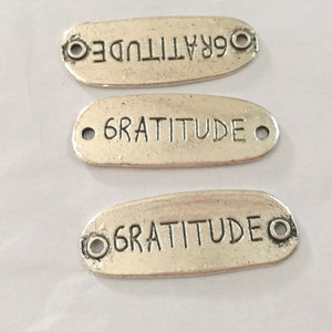 8pcs Tibetan silver color crafted 2sided Lettering GRATITUDE Bar Connector H0069