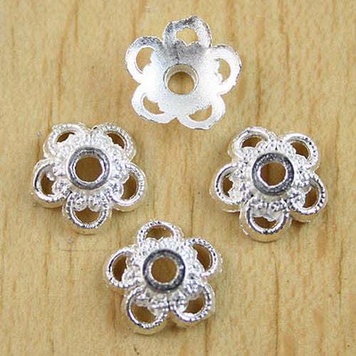 30pcs silver tone flower spacer beads H0096