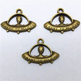 H0104 High quality 20 PCS/Lot 36mm*10mm jewelry handmade Antique Bronze Metal Alien charms for jewelry making