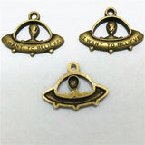 H0104 High quality 20 PCS/Lot 36mm*10mm jewelry handmade Antique Bronze Metal Alien charms for jewelry making