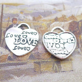 Newest 10Pieces 25*20mm Mixed Alloy Antique Silver Color Heart Letter Charms Necklace Pendant Accessory For DIY Jewelry Making