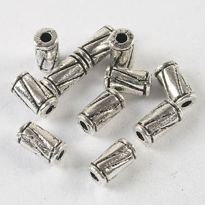 40pcs Tibetan silver color lined pattern Tube spacer beads 8x4mm H3641