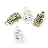 High Quality 10 Pieces/Lot 11mm*20mm Antique Bronze Or Silver Plated Jewelry Handmade Vintage Oil Lamp Charms
