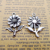 Newest 10Pieces 20*27mm Mixed Alloy Antique Silver Color Flower Charms Fashion Bracelet Pendant Necklace For DIY Jewelry Making