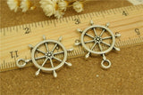 Hot Selling 100 Pieces/Lot 27mm*23mm Antique Silver Plated Boat Helm Rudder Charms