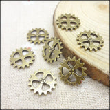 High Quality 20 Pieces/Lot  Diameter 14mm Antique Bronze Plated Steampunk Gear Charms For Jewelry Handmade