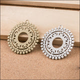 High Quality 10 Pieces/Lot 40mm*42mm Antique Bronze Or Antique Silver Plated Engraving Flower Pendant Diy Charms