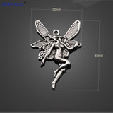 High Quality 10 Pieces/Lot 45mm*30mm Antique Silver Plated  Dragonfly Beauty Girl Charms Pendants For DIY Jewelry Making