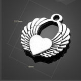 High quality 10 PCS/Lot 19mm*22mm antique silver plated beautiful heart and wings charms