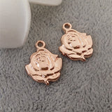 High Quality 20 Pieces/Lot 14mm*19mm Diy Jewelry Making Flower Charm Rose Gold Rose Flower Charms