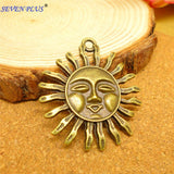Factory Price 3 Pieces/Lot 34mm*30mm Antique Bronze Or Antique Silver Plated  Charms Metal Sun Charm For Jewelry Making