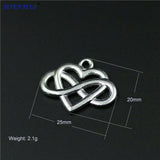 High Quality 20 Pieces/Lot 20mm*25mm Alloy Metal Silver Plated Infinity Heart Endless Love Charm Pendant For Jewelry Making