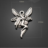 50 Pieces 13.5mm*21.5mm Jewelry Handmade Findings Antique Silver Plated Flying Angel Charm Diy Wholesale Charms
