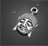 High Quality 8 Pieces/Lot 14mm*21.6mm jewelry handmade antique silver plated buddha head religious charms for jewelry making