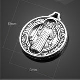 High Quality 50 Pieces/Lots 13mm*15mm Antique Silver plated Round Tag Religious Charm Benedict Medal Charms Wholesale EF3728