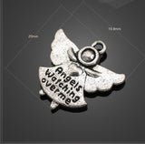 High Quality 20 Pieces/Lot 20mm*19mm antique silver plated double sided angels watching over me angel charms for jewelry making