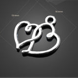20 PCS/Lot 18.4mm*19.4mm antique silver plated diy handmade hollow out double heart charms pendants