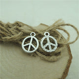 Hot Selling 50 Pieces/Lot 12mm*16mm Antique Silver Plated Peace Sign Peace Charm