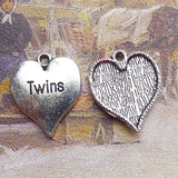 Newest 10Pieces 17*21mm Mixed Alloy Antique Silver Color Twins Heart Charms Necklace Pendant Accessory For DIY Jewelry Making