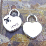 Newest 10Pieces 13*17mm Mixed Alloy Antique Silver Color Heart Lock Charms Bracelet Pendant Accessory For DIY Jewelry Making