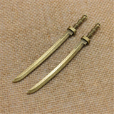 High Quality 10 Pieces/Lot 107mm*10mm Antique Silver plated Antique Bronze Alloy Sword Charms