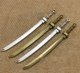 High Quality 10 Pieces/Lot 107mm*10mm Antique Silver plated Antique Bronze Alloy Sword Charms