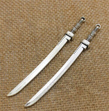 High Quality 10 Pieces/Lot 107mm*10mm Antique Silver plated Antique Bronze Alloy Sword Charms