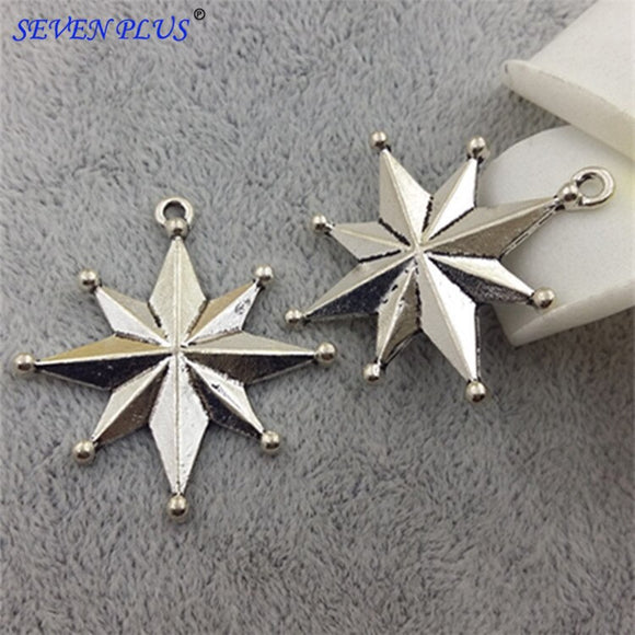 High Quality 10 Pieces/Lot 34mm*34mm Antique Silver Plated Fleur De Lis Charms For Jewelry Making