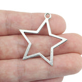 High Quality 10 Pieces/Lot 37mm*35mm Antique Silver Plated Hollow Out Stars Charms