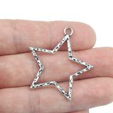 High Quality 10 Pieces/Lot 37mm*35mm Antique Silver Plated Hollow Out Stars Charms