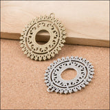 High Quality 10 Pieces/Lot 40mm*42mm Antique Bronze Or Antique Silver Plated Engraving Flower Pendant Diy Charms