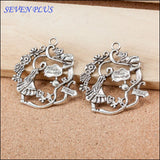 High Quality 10 Pieces/Lot 41mm*41mm Antique Silver Plated Alice In Wonderland Charms