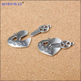 High Quality 10 Sets/Lot 25mm*25mm Antique Silver Plated Key And Heart Best Friend Charms