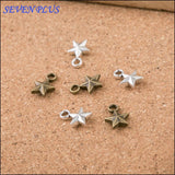 High Quality 100 Pieces/Lot 8mm*1mm Antique Silver plated Antique Bronze Diy Jewelry Making Small Star Charms
