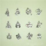 High Quality 120 Pieces(10 sets)/Lot 22mm*20mm Antique Silver Plated Small Zodiac Charms For Jewelry Making Factory Wholesale