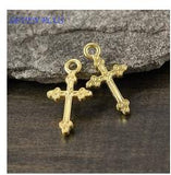 High Quality 20 Pieces/Lot 11mm*21mm Religious Charm Diy Jewelry Making Gold Cross Crucifix Charms