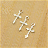 High Quality 20 Pieces/Lot 11mm*21mm Religious Charm Diy Jewelry Making Gold Cross Crucifix Charms
