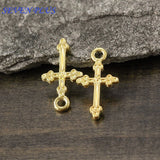 High Quality 20 Pieces/Lot 11mm*21mm Religious Charm Diy Jewelry Making Gold Cross Crucifix Charms