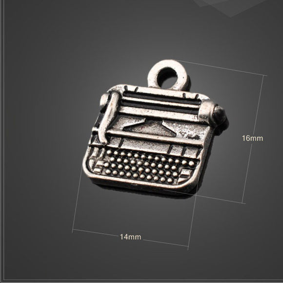 High Quality 20 Pieces/Lot 14mm*16mm Antique Silver plated Metal Diy Handmade Typewriter Charms For Diy Making